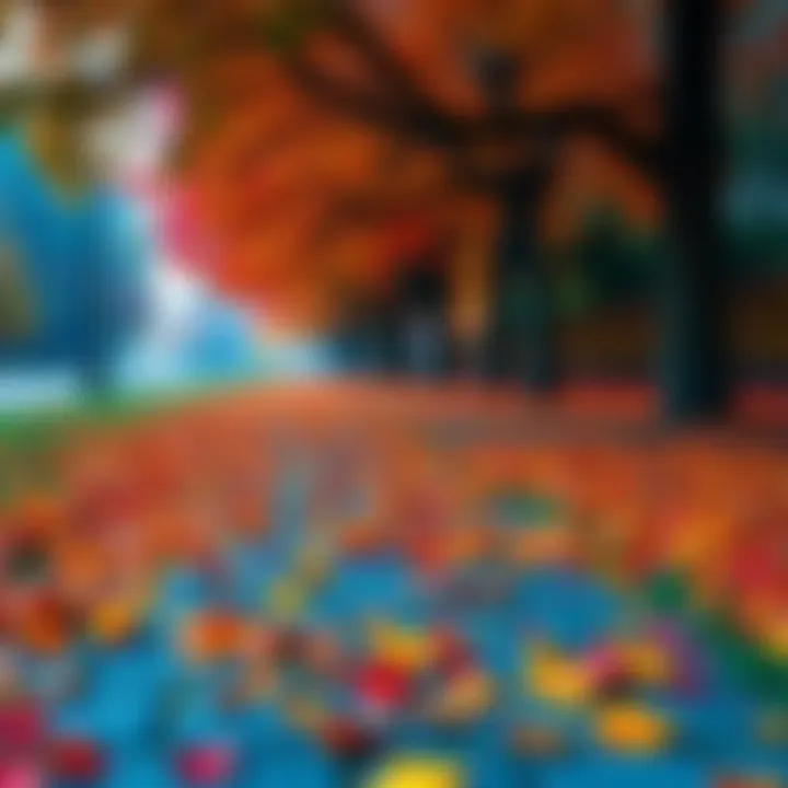 Autumn Leaves in Dagath Colorful autumn leaves scattered on a park path in Dagath, with trees in the background