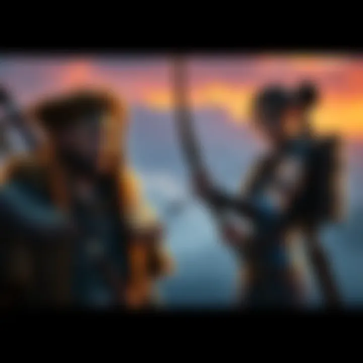 The Sun-King Avad looks concerned as he interacts with Aloy, who stands confidently with her bow, representing their complex relationship in the game.
