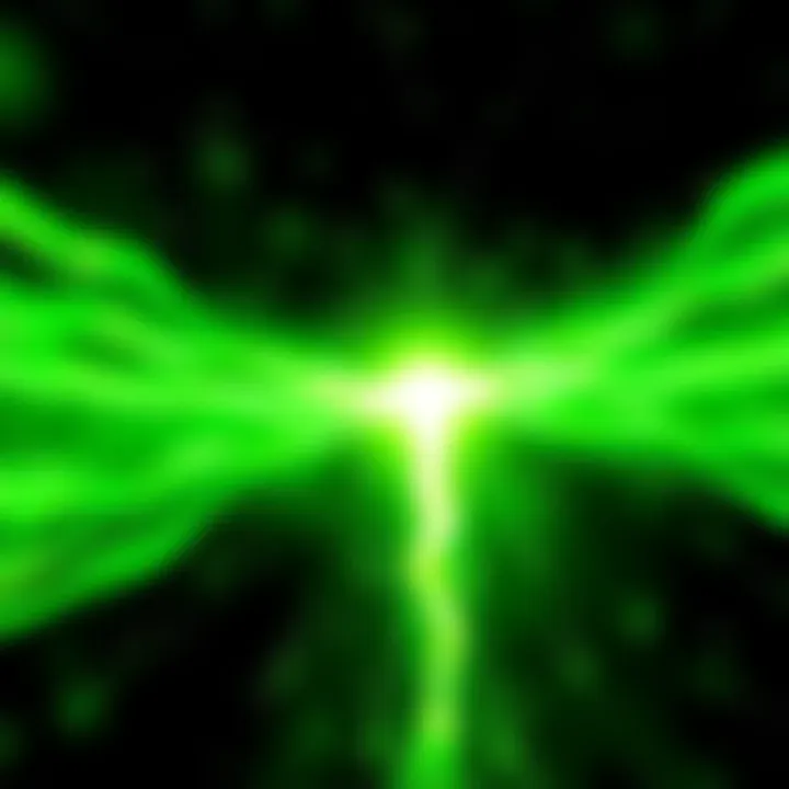A glowing green light representing the Avada Kedavra spell being cast, illustrating its immense power compared to other spells.