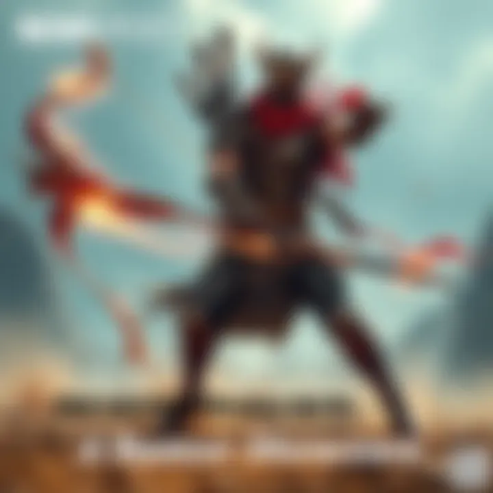 A humorous scene depicting the Awakened Daimon Bow and a Warrior in a playful standoff, showcasing their distinct styles and personalities.