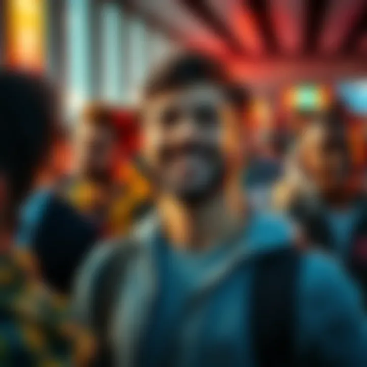 A person smiling and standing out in a crowd, showcasing confidence and unique qualities.