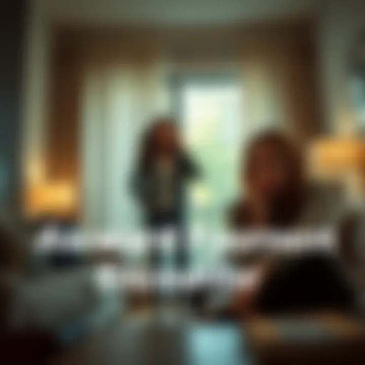 A person accidentally walks in on someone in a private moment, both looking surprised and awkward in a living room setting.