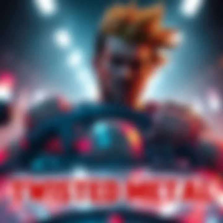 View of Axel's character in the Twisted Metal TV show, showcasing his unique design and fierce look while driving his custom vehicle.