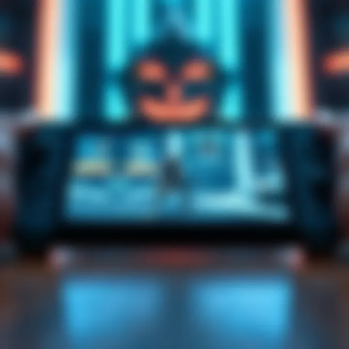 A close-up of the AYN Thor handheld gaming device showing Warframe gameplay on the screen.