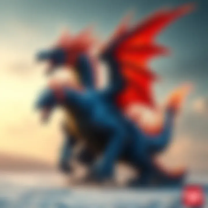 Azure Rathalos, a large dragon-like creature with blue scales and fiery wings, appears fierce and intimidating in a battle stance.