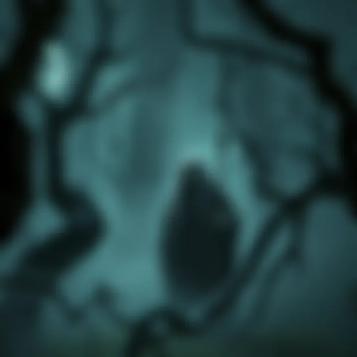 A dark, mystical forest scene with Baba Yaga, a witch-like character, prominently featured. She has long hair, a tattered cloak, and is surrounded by twisted trees and fog. Cutscene graphics are visib...