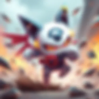 A digital depiction of Baby D.mon, showing her large hitbox and quick movements, but with a look of vulnerability due to her weak defense and low damage output.