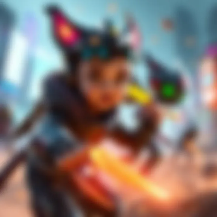 A new player, a baby Tenno, exploring a vibrant game world filled with colorful characters and action