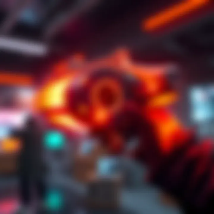 The Backfire gun displayed with glowing effects, emphasizing its high damage potential in a game environment.