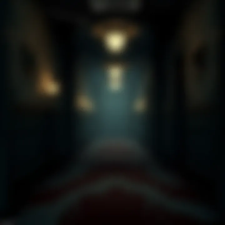 A dark, eerie hallway with flickering lights, showcasing the horror theme of Backrooms Level X.