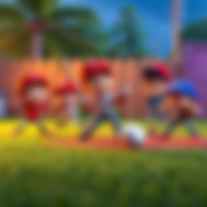 Backyard Baseball Characters Colorful characters playing baseball in a backyard setting, featuring kids and playful animations.