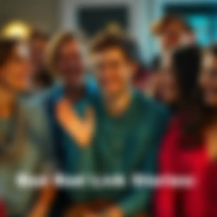 A group of people laughing and sharing their unfortunate luck stories together, with one person dramatically illustrating a mishap.
