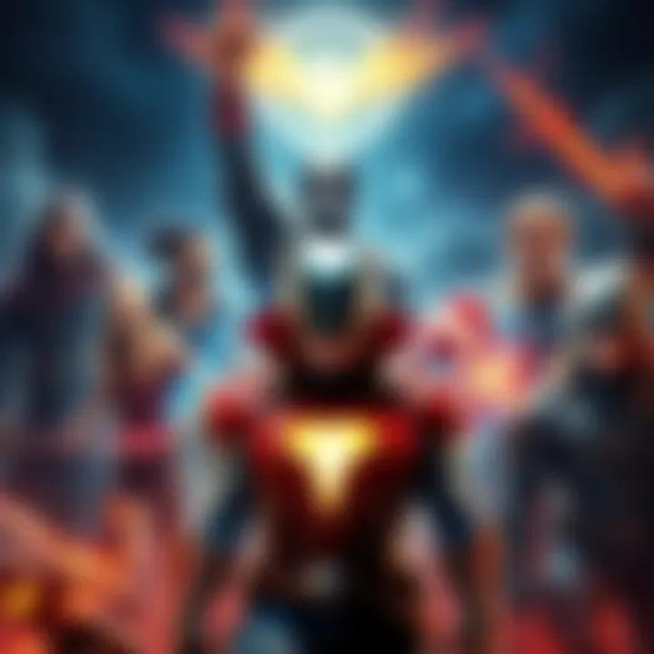 A collection of popular culture characters showcasing their iconic symbols, representing strength and heroism.