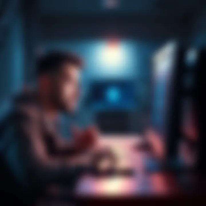 Baffled individual with computer A person looking surprised at their computer screen after receiving a 15-minute ban notice