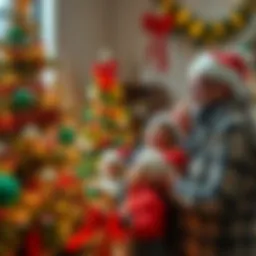 Baj and community members decorating a Christmas tree while smiling and sharing joy during the festive season.