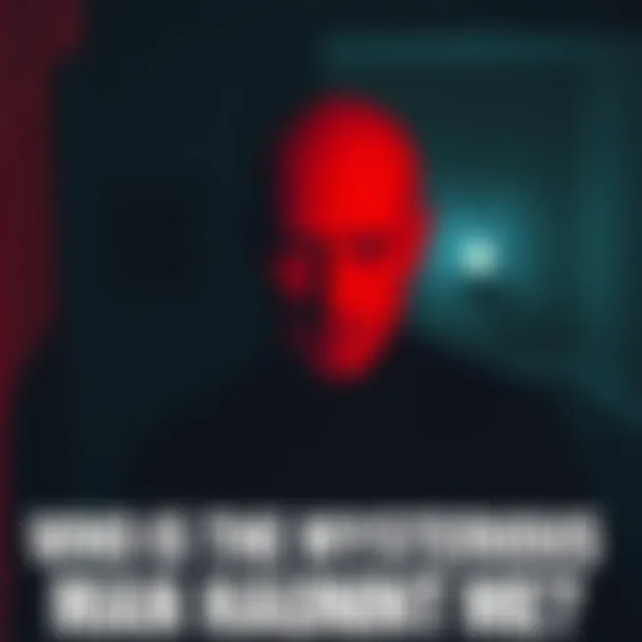Bald man with a red face A bald man with a red face stands in a shadowy room, creating a haunting atmosphere. He has an unsettling expression, adding to the eerie feeling.