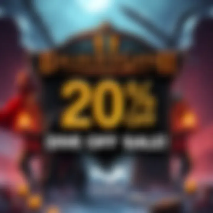A promotional graphic showcasing Baldur's Gate 3 with a 20% discount during a Steam sale, featuring fantasy elements from the game.