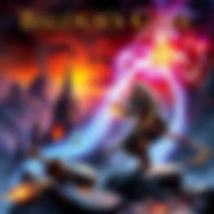 A character casting a powerful spell in a fantasy setting, showcasing vibrant magic effects and mythical landscapes from Baldur's Gate I & II.