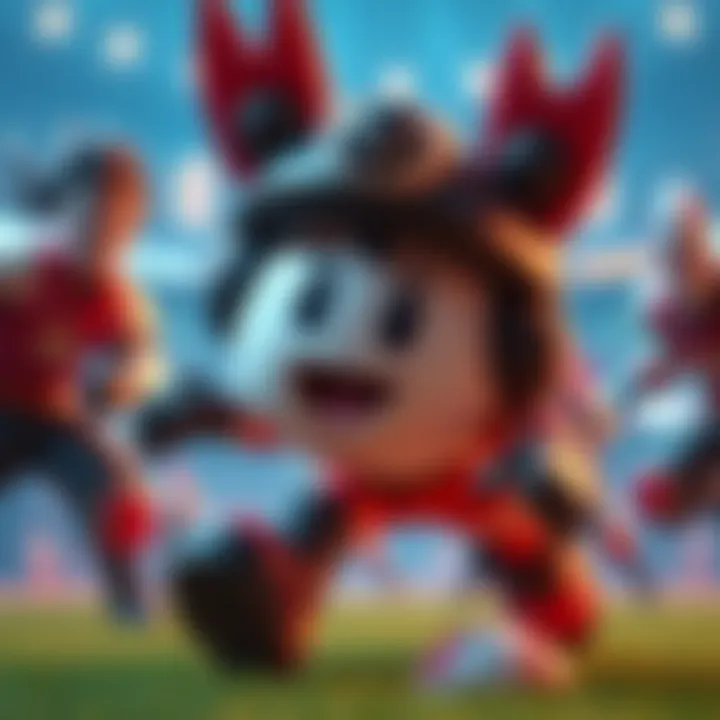 An animated character named Ball is featured in a competitive 6v6 gaming match, showing its unique design and gameplay style.