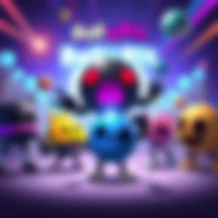 An illustration showcasing new balls and characters from Ball x Pit's Shadow Update for PS5.