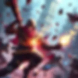 A player using a Baller to boost HP during an intense battle scene, surrounded by dynamic combat elements.