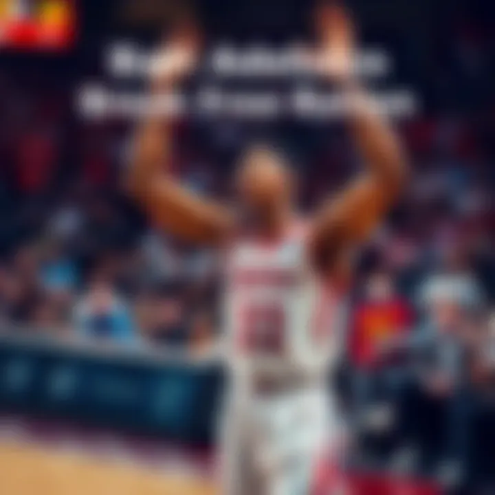 Bam Adebayo Breaks Free Throw Record Bam Adebayo celebrates after scoring 83 points in a game, breaking Kobe Bryant's free throw record, with fans cheering in the background.