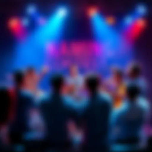 People brainstorming ideas to name a new band with musical instruments around them.