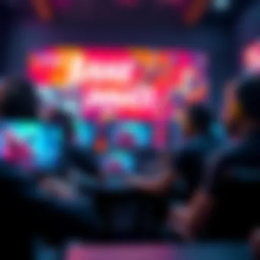 A group of players engaging in a vibrant and exciting session of bane innate with colorful graphics and dynamic actions displayed on their screens.