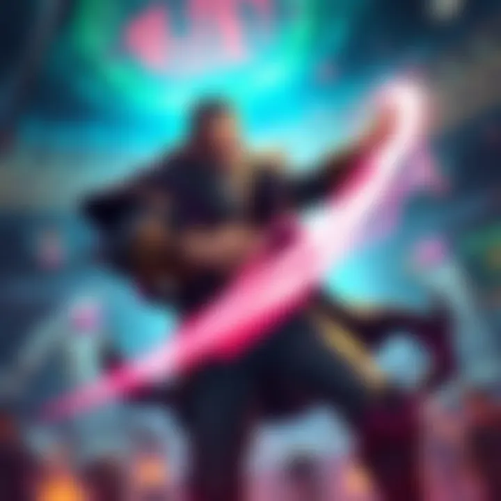 A character named Bane using his unique abilities in a vibrant gaming environment, showcasing his role as a support hero