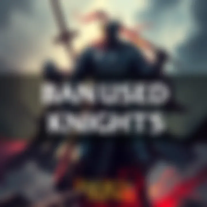A striking illustration of Banished Knights from the Elden Ring universe, showcasing their distinctive armor and weapons in a dramatic pose.