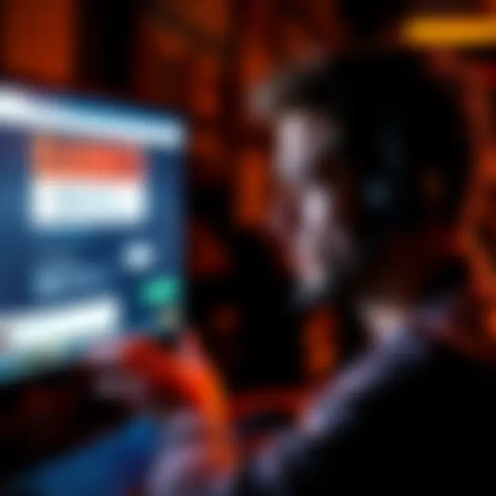 A frustrated person looking at a computer screen showing a message about a banned account, surrounded by refund requests and online chat support.