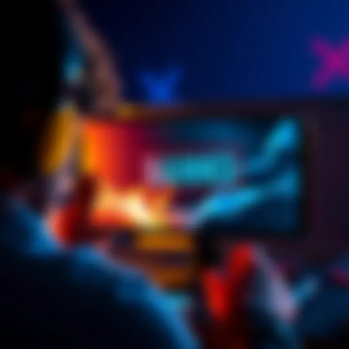 A gaming console display showing a ban notification, with a frustrated player in the background looking at their phone.