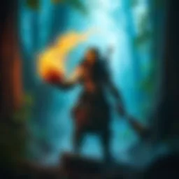 A wild magic barbarian stands in a vibrant forest, eyes glowing with energy. They hold colorful herbs, surrounded by swirling magical energy, showcasing a unique character concept for tabletop gaming.
