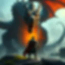 A level 4 Bard stands bravely in front of a massive CR 16 dragon, ready to challenge the fearsome creature, showcasing a moment of defiance in a role-playing game.