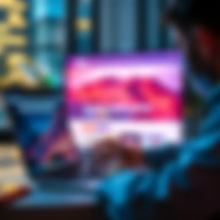 A person using a laptop to search for online deals on Bing's website