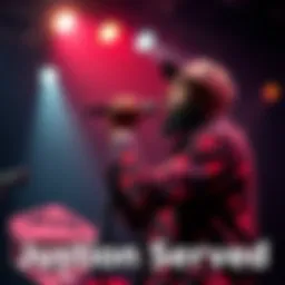 Baron Black performing Baron Black performs 'RATATATA' on stage, engaging the audience with a message about justice and social change.