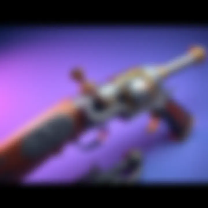 A close-up of Barry's Silver Serpent handcannon with a sleek design and ornate details, placed next to the less favored Elephant Killer handcannon