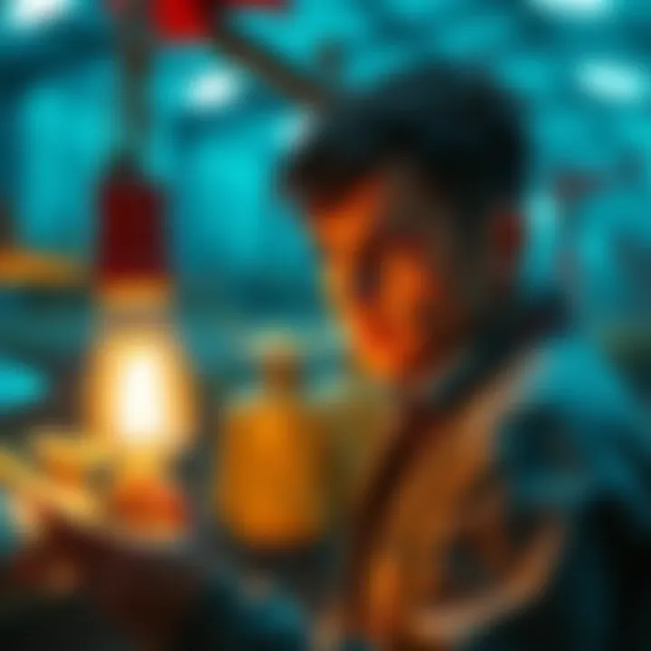 A person examining barter wares for unstable biomass farming, looking hesitant about the costs involved.