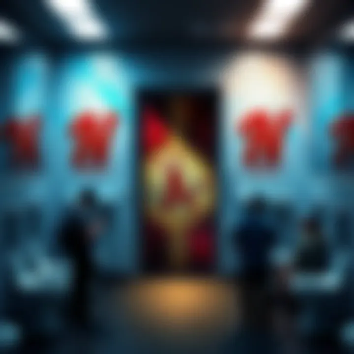 Baseball Stadium Bathroom Door Art Artistic design on a bathroom door at a baseball stadium with people discussing it