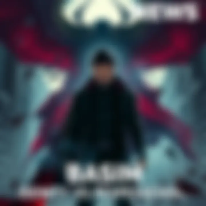 Basim in conflict with Loki Basim stands with a conflicted expression, shadows of Loki looming over him, symbolizing the struggle between his identity and possession.
