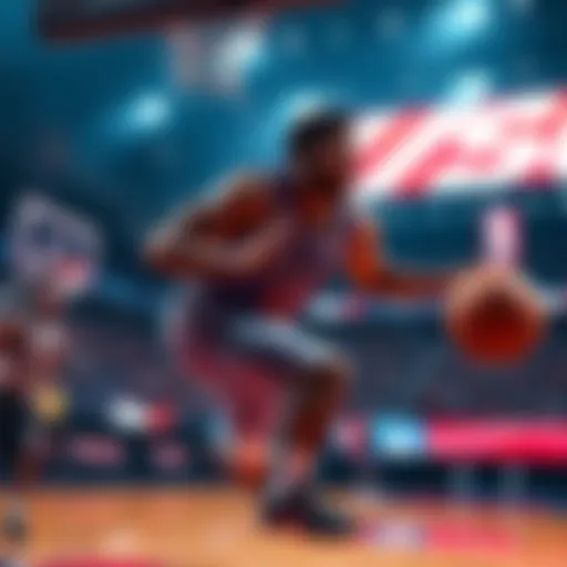 A basketball game scene showing lifelike graphics powered by DLSS 5 technology in NBA2K7.