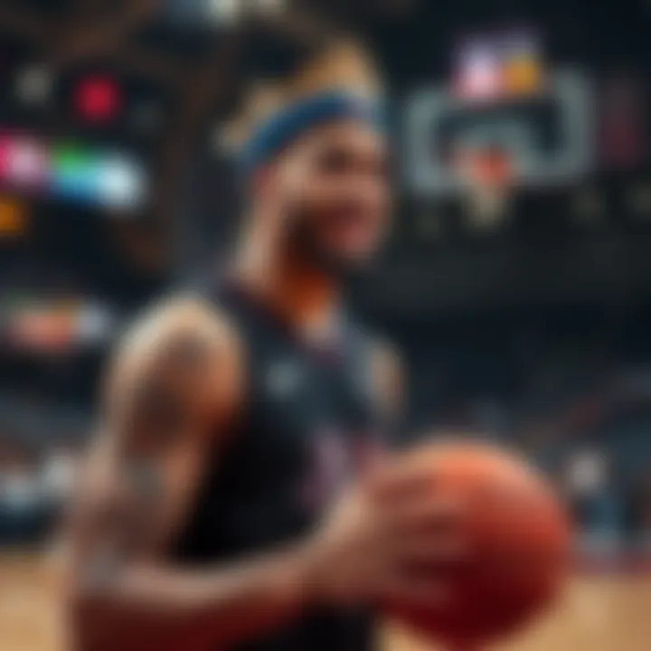 A basketball player confidently practicing skills on the court with Crown Jam gear