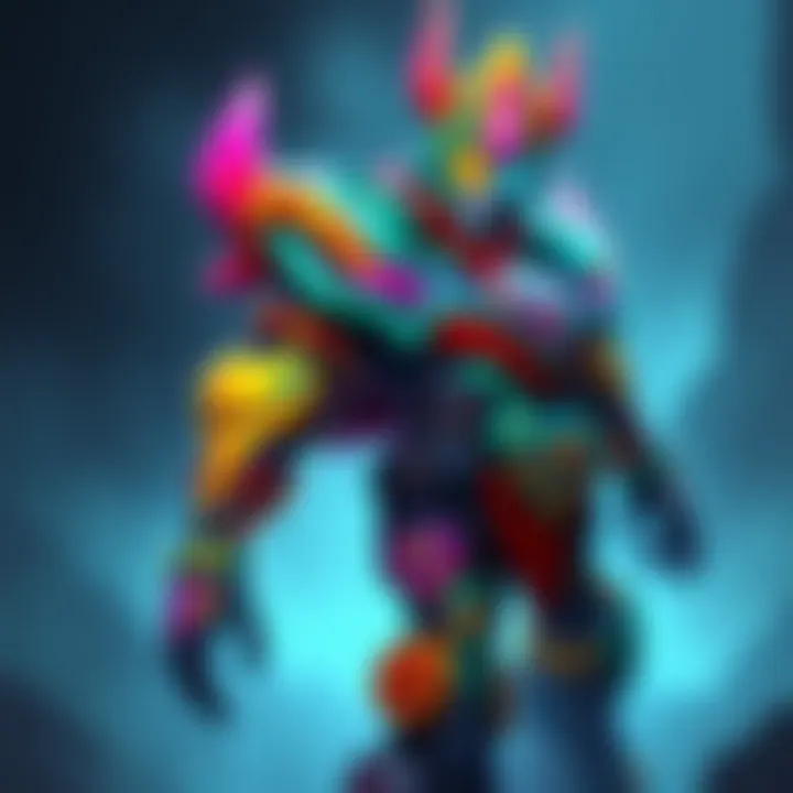 A colorful and creative design for Bastion's new Mythic Skin featuring unique patterns and vibrant colors