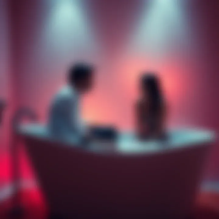 A movie scene showing a bathtub with two characters having a deep conversation, highlighting their emotional connection.