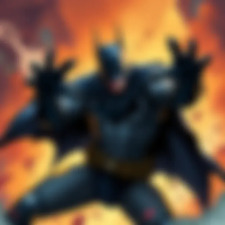 A dynamic illustration of Batman showcasing knight-inspired claws while practicing martial arts moves.