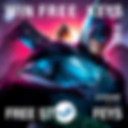 Free Steam Keys for Batman Games Illustration of Batman with game controller and Steam logo, promoting free keys for Arkham Asylum and Arkham City