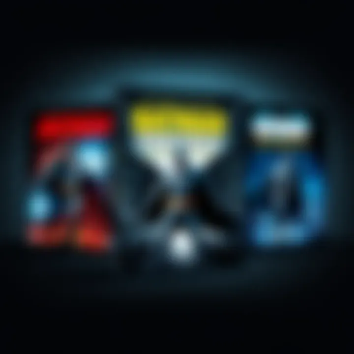 Three DVD covers showcasing Batman movies including iconic dark characters and cityscapes.