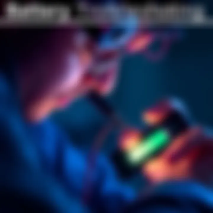 A person inspecting a smartphone's battery and charging port for common issues.