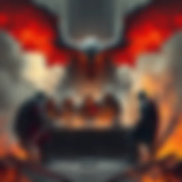 A group of warriors strategizing their approach to battle Archon, showcasing teamwork and preparation