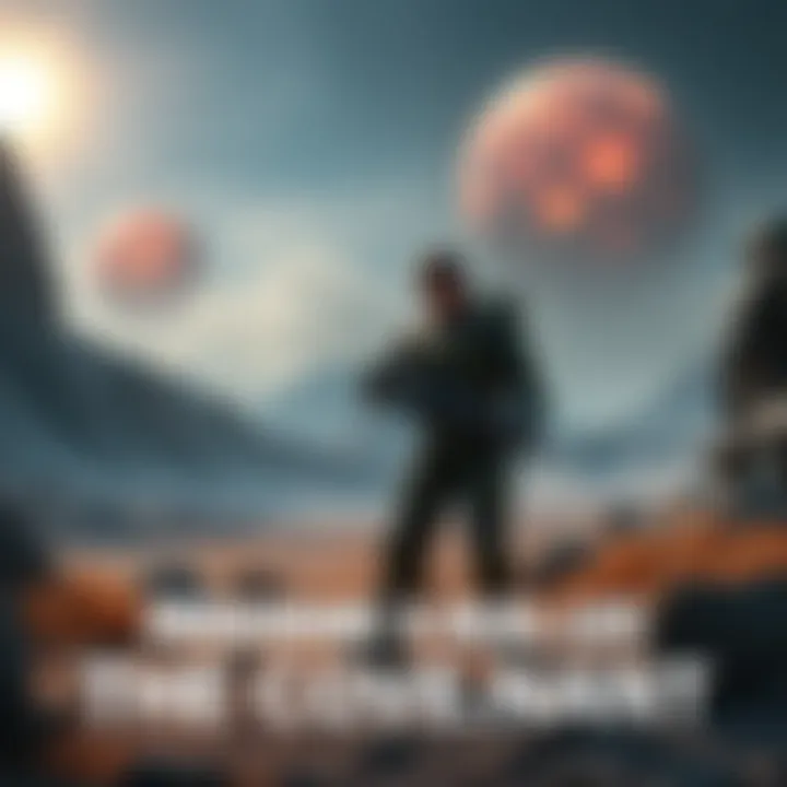 Two friends strategizing in a futuristic landscape, preparing to face the Covenant.